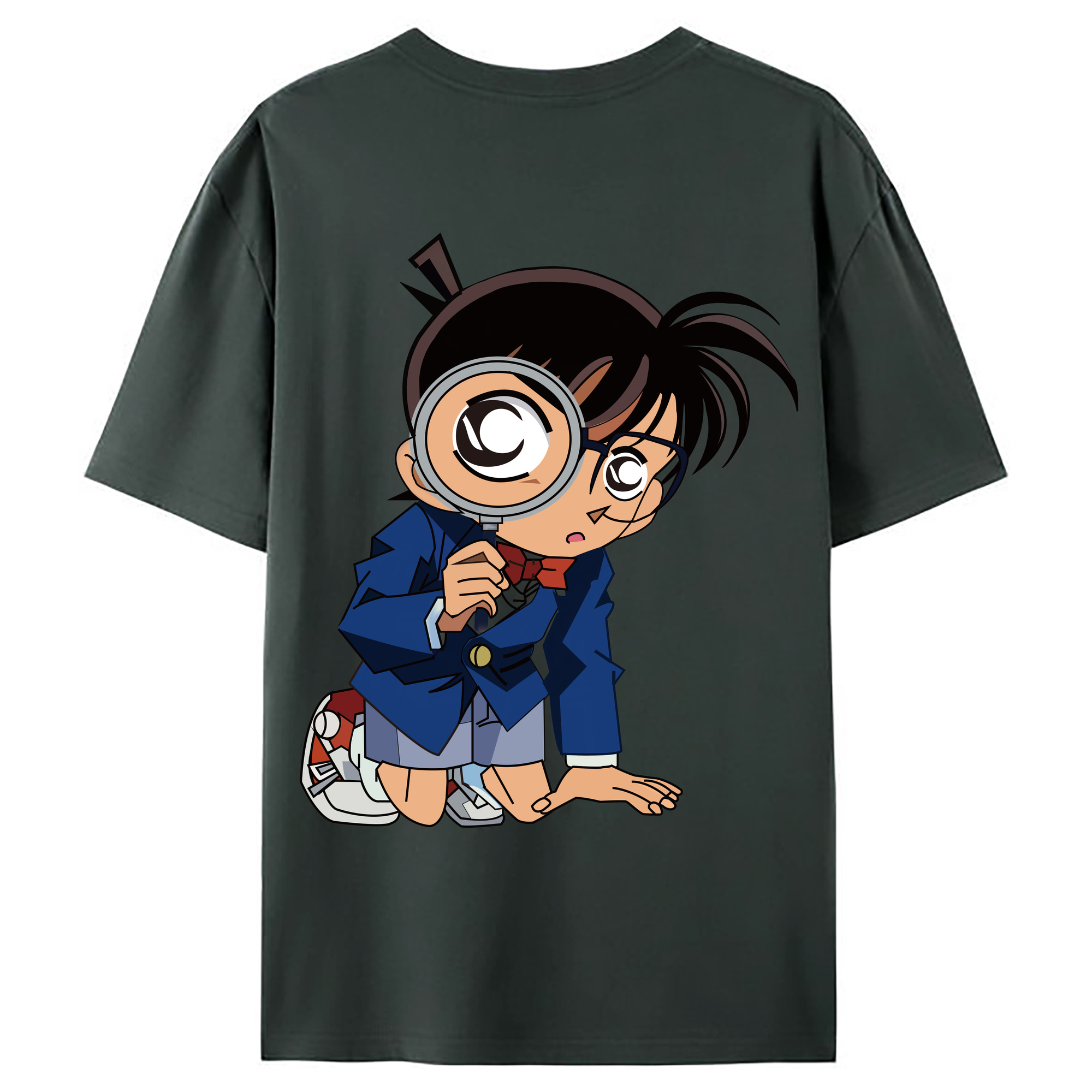 （画像用） 名探偵コナン 江戸川 コナン Detective Conan Conan Edogawa 綿100％ メンズ半袖Tシャツ（バックプリント） 通気性